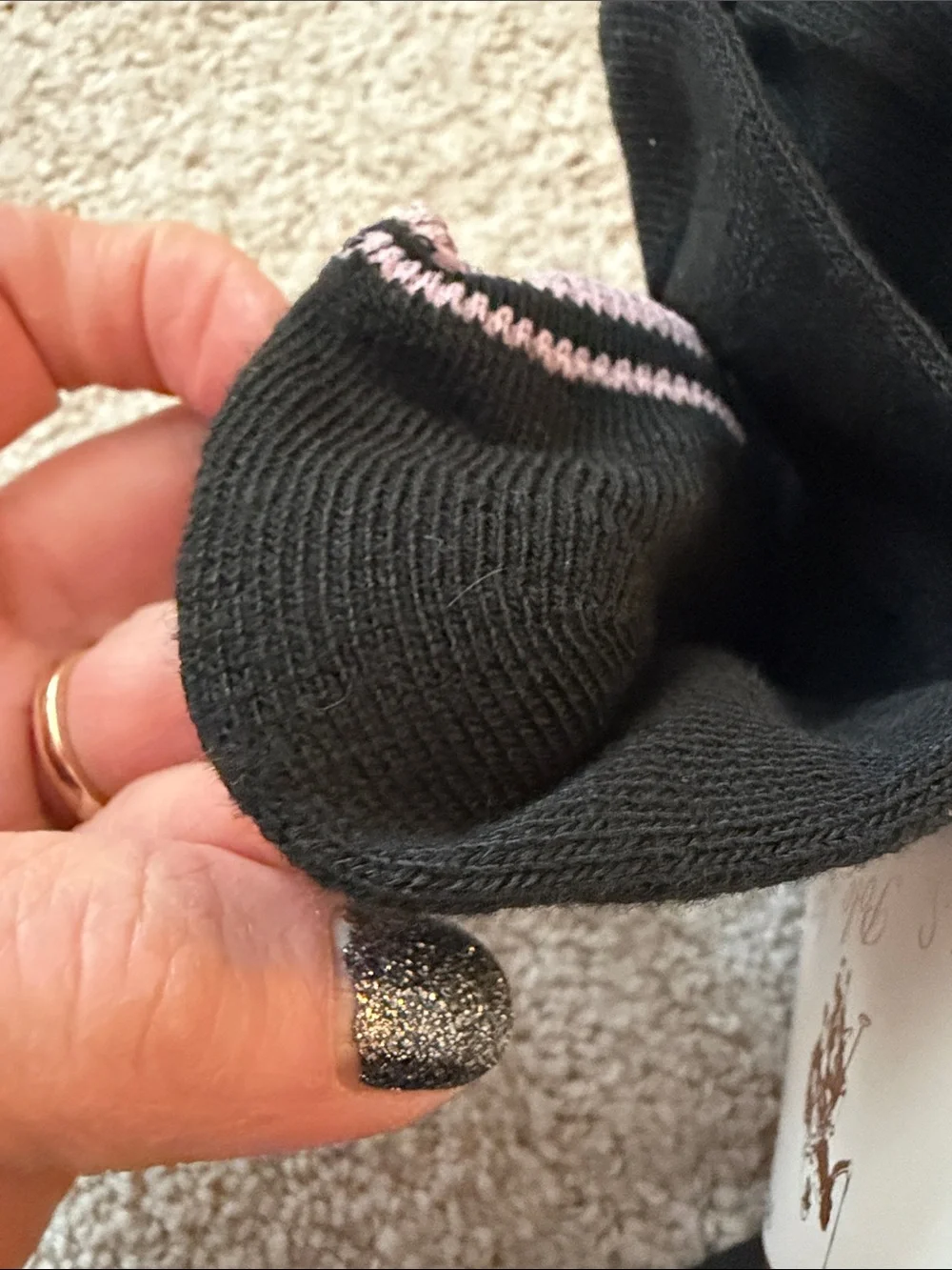 U.S. Polo Assn. Black Low-Cut Socks with Pink, Teal & Red Trim